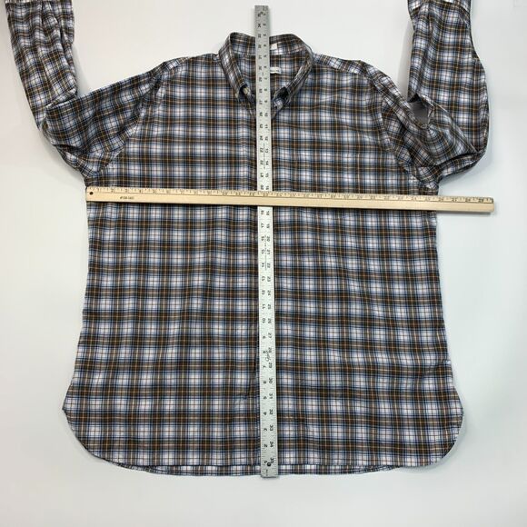 Peter Millar Plaid Shirt Men XL Extra Large Crown Vintage Button Down Blue/Brown - Picture 8 of 13
